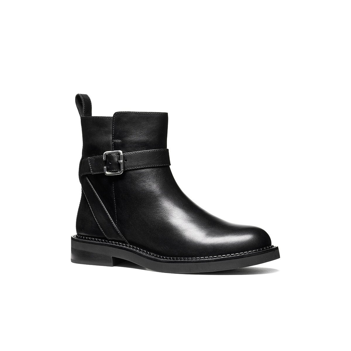 Bottines zippées en cuir, SERILDA noir, GEOX