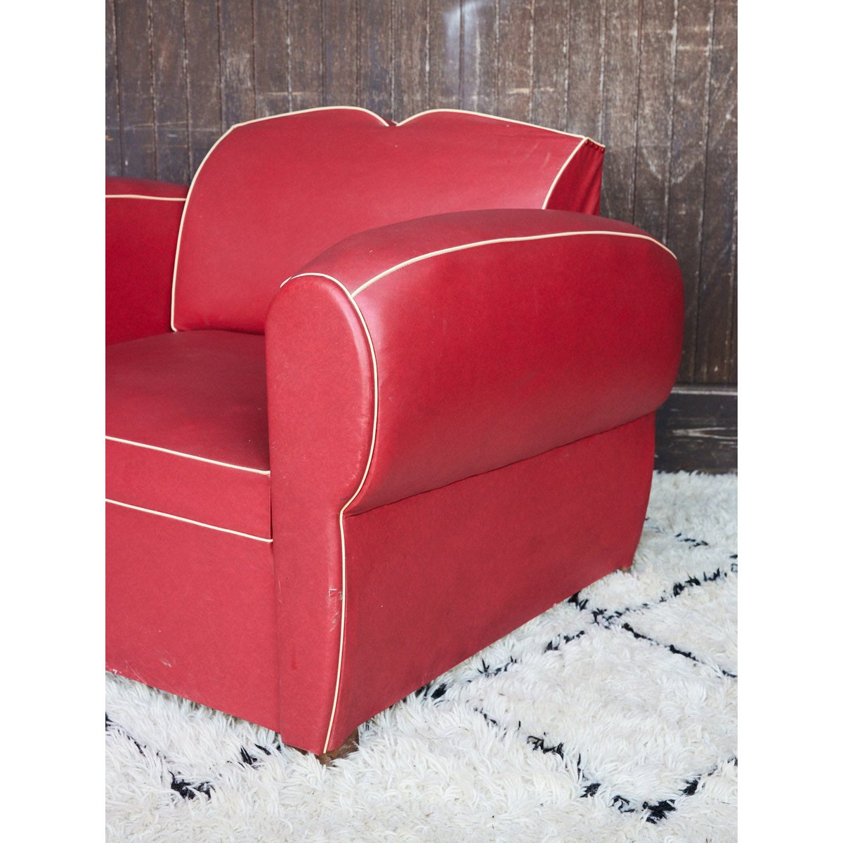 Maxi fauteuil vintage rouge et crème Jakob N°1434 - Bon état rouge, DEBONGOUT