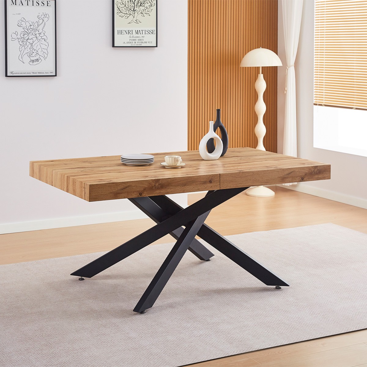 Table à manger extensible décor bois 4/8 personnes - ELENA bois, HOMIFAB