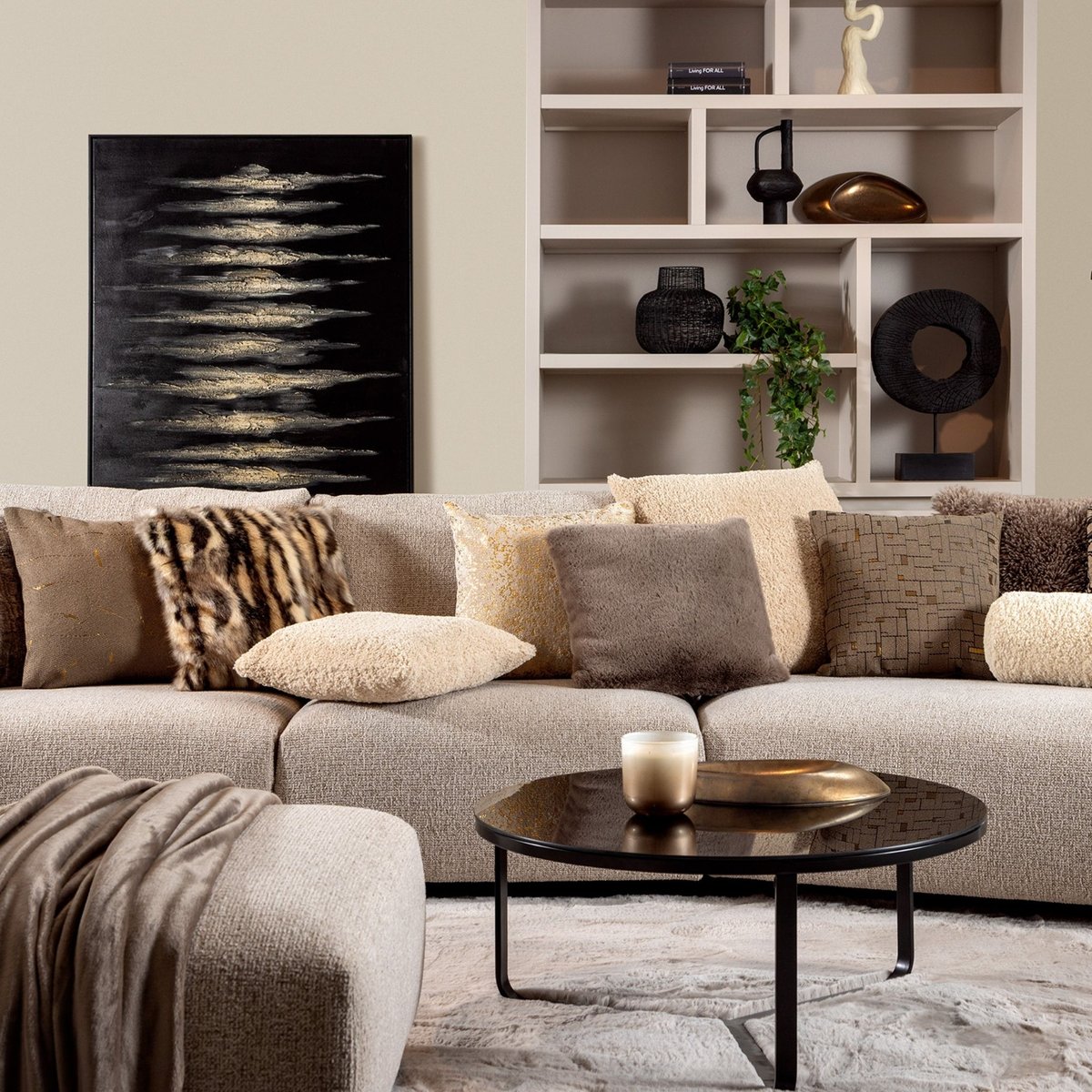 Coussin Flow beige, DUTCH DECOR