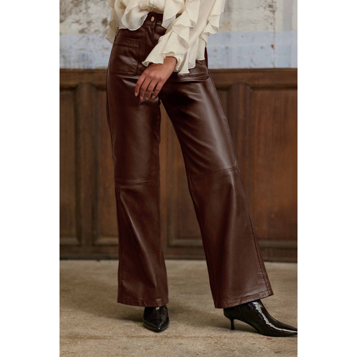 Pantalon loose uni ATLANTY 16-marron, LA PETITE ETOILE