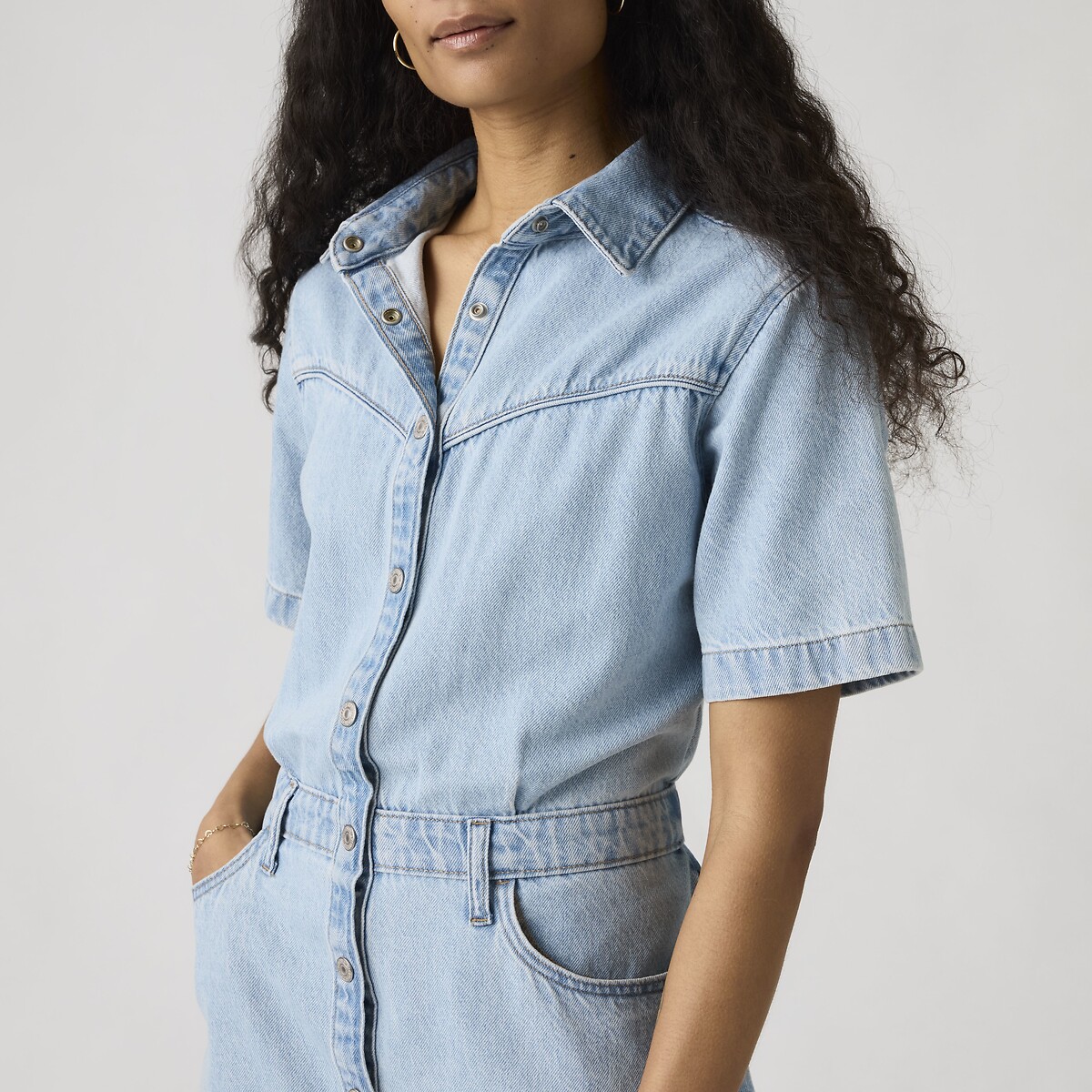 Abito corto in denim a maniche corte jeans chiaro, LEVI'S