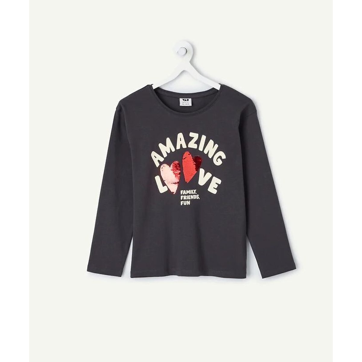 T-shirt met lange mouwen, met opdruk en pailletten marineblauw, TAPE A L'OEIL