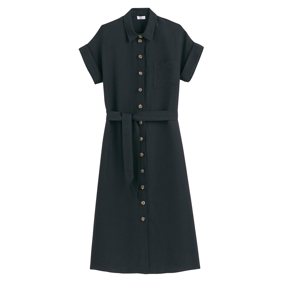 Robe-chemise mélange lyocell et lin noir, LA REDOUTE COLLECTIONS