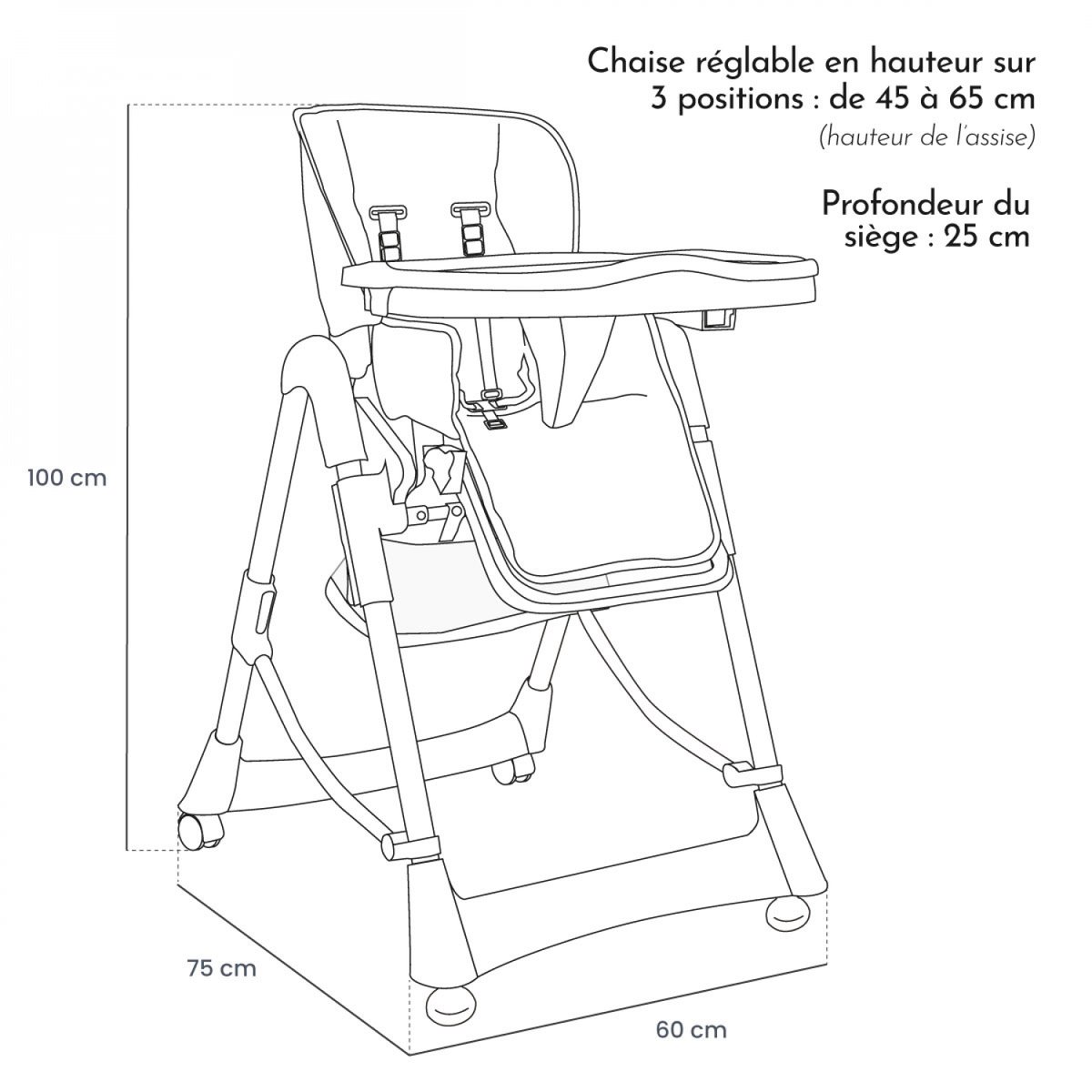 Chaise haute bébé pliable rouge, MONSIEUR BEBE