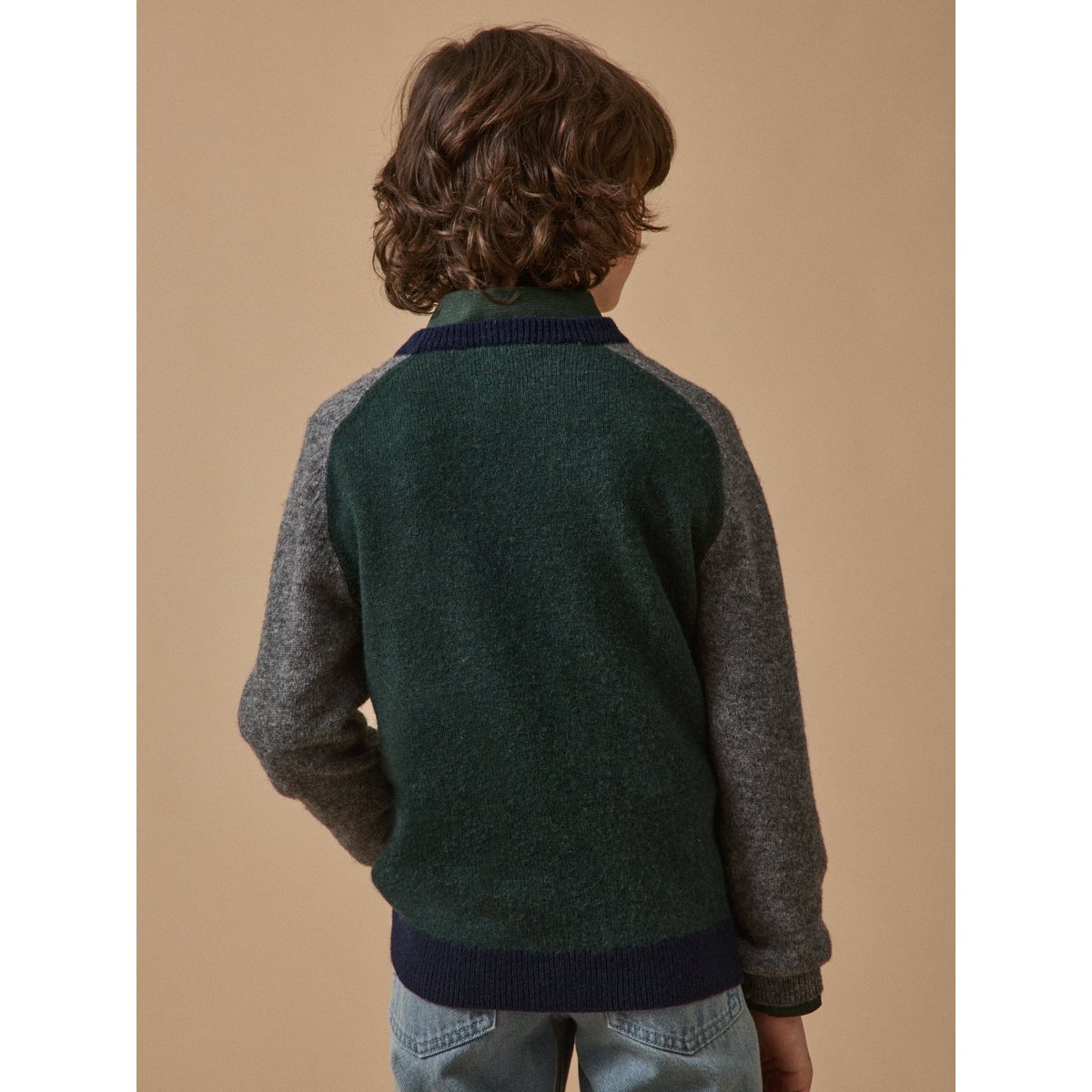 Pull colorblock en laine vert, CYRILLUS