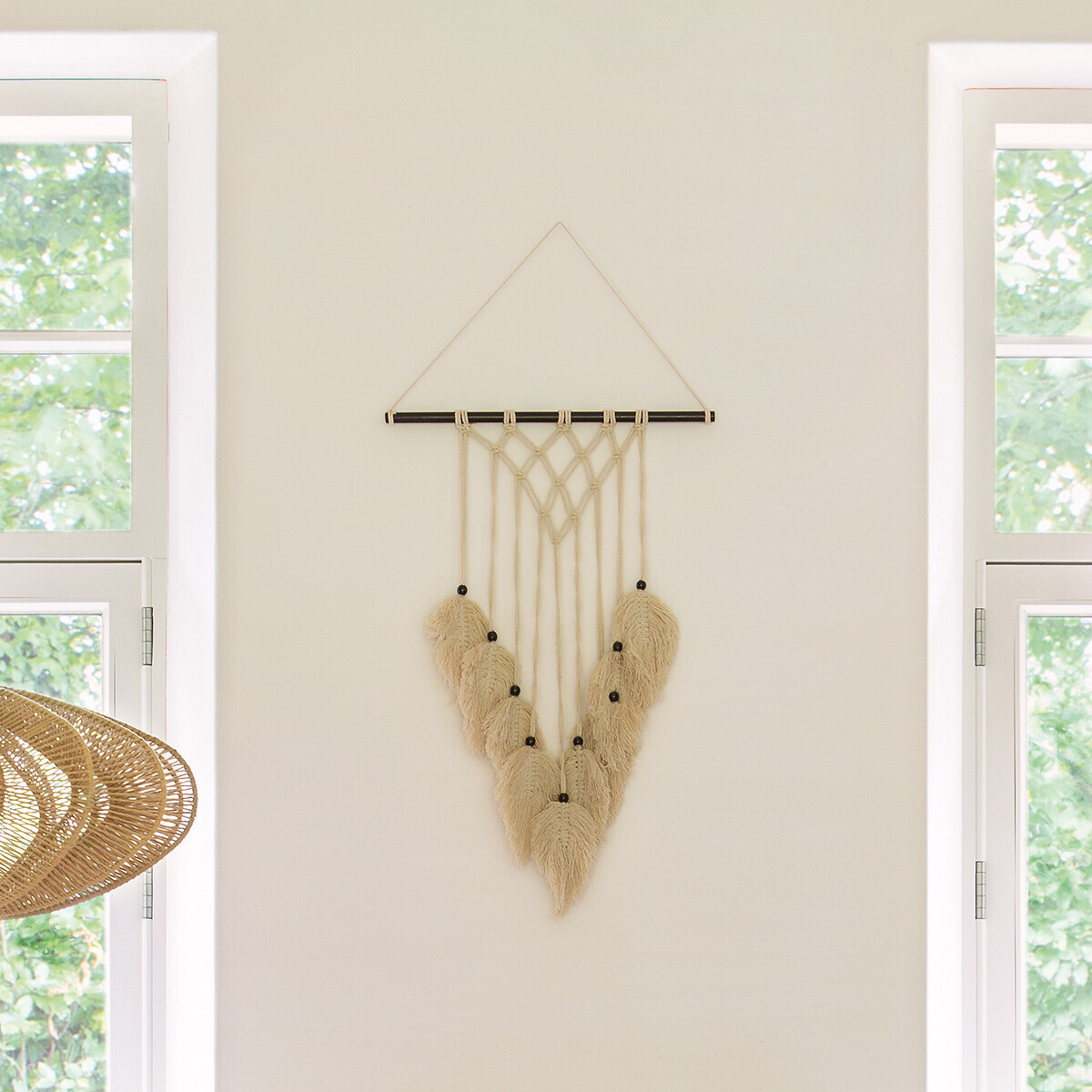 Décoration murale macramé coton SAFARI blanc, ATMOSPHERA