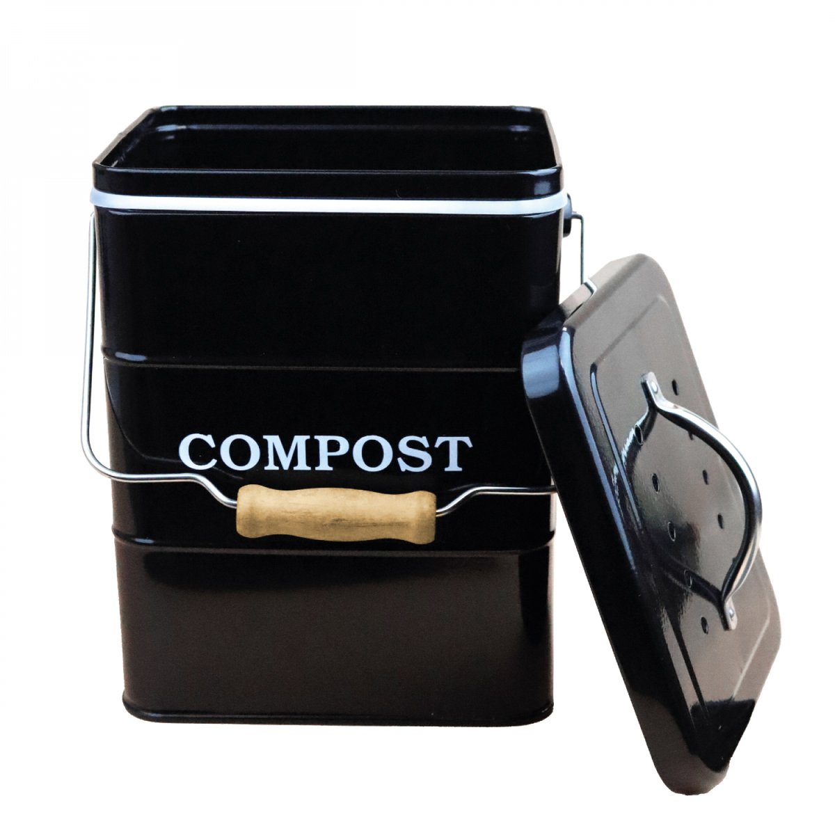 Composteur de cuisine rectangle noir, LINXOR