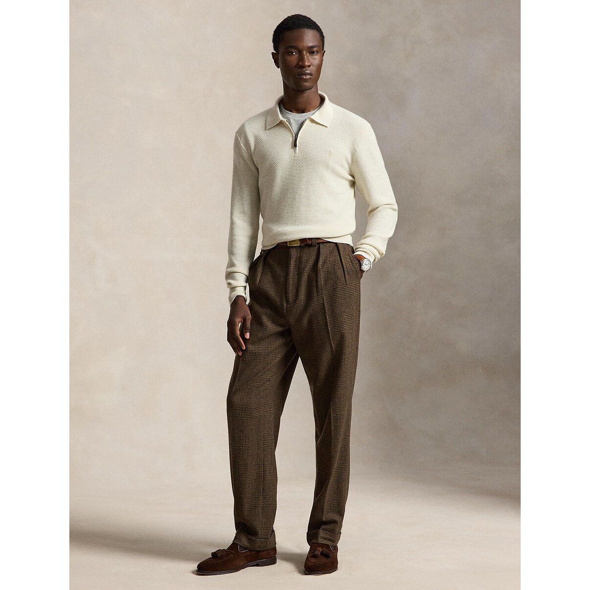 Pull camionneur, en laine mérinos crème, POLO RALPH LAUREN