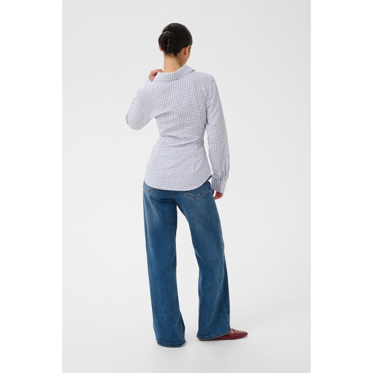 Chemise à manches longues light blue check, KAFFE