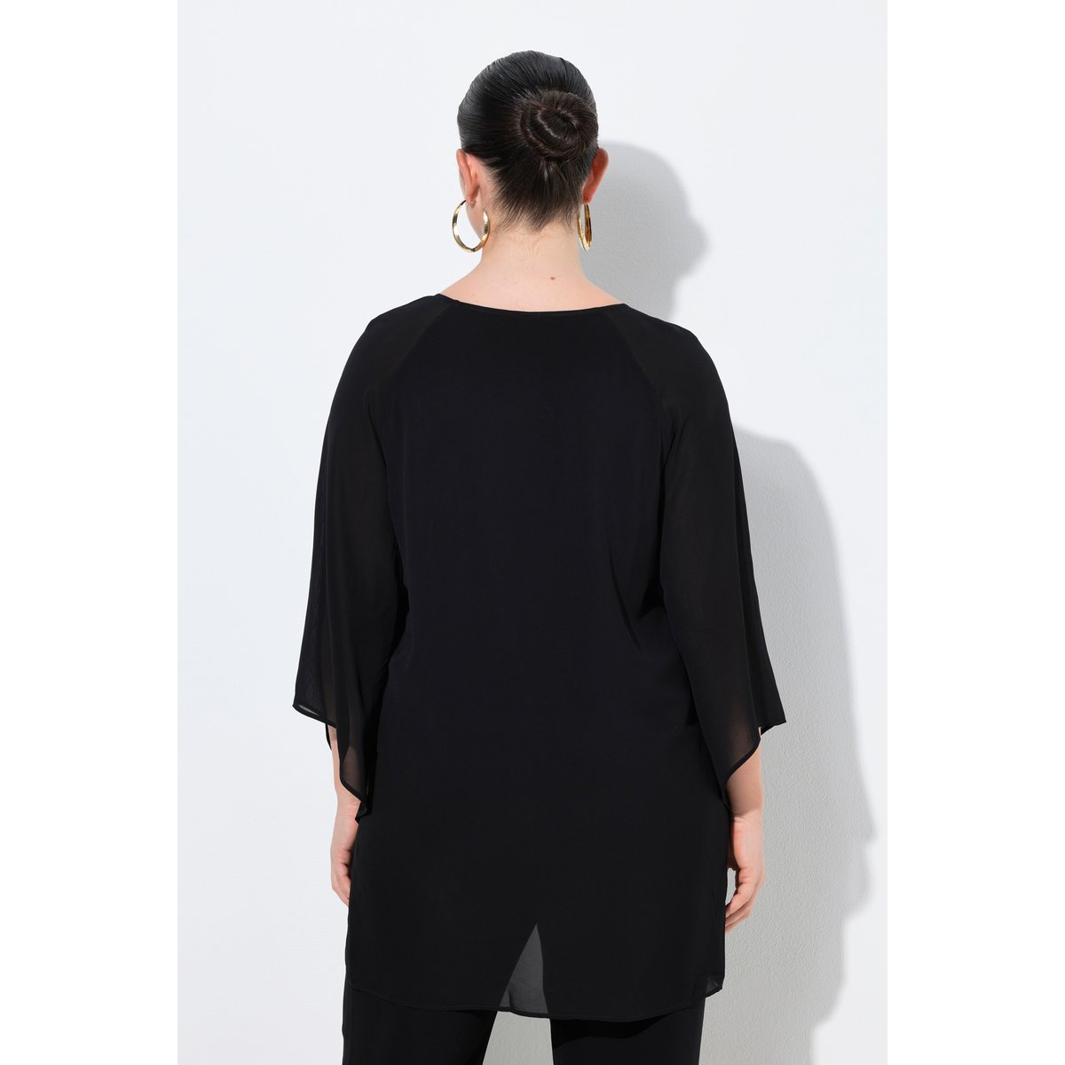 Blouse en chiffon, devant doublé noir, ULLA POPKEN