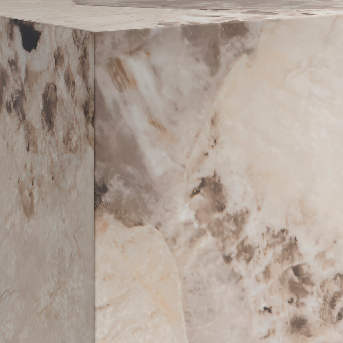 Serafina Pandora Tall Faux Marble Block Side Table marbled beige, ÉDITÉ