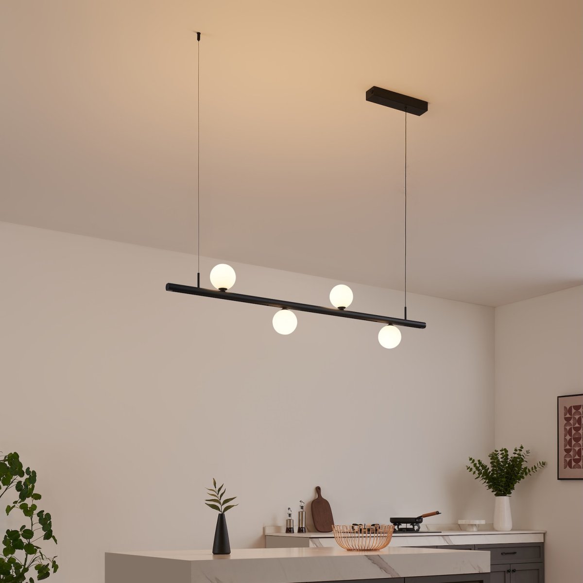 Suspension à boules LED modulables - LYNE noir et blanc, KOSILUM