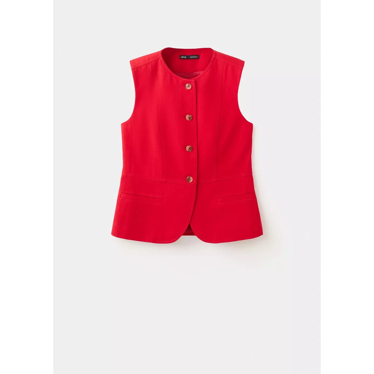 Gilet boutons lyocell rouge, MANGO