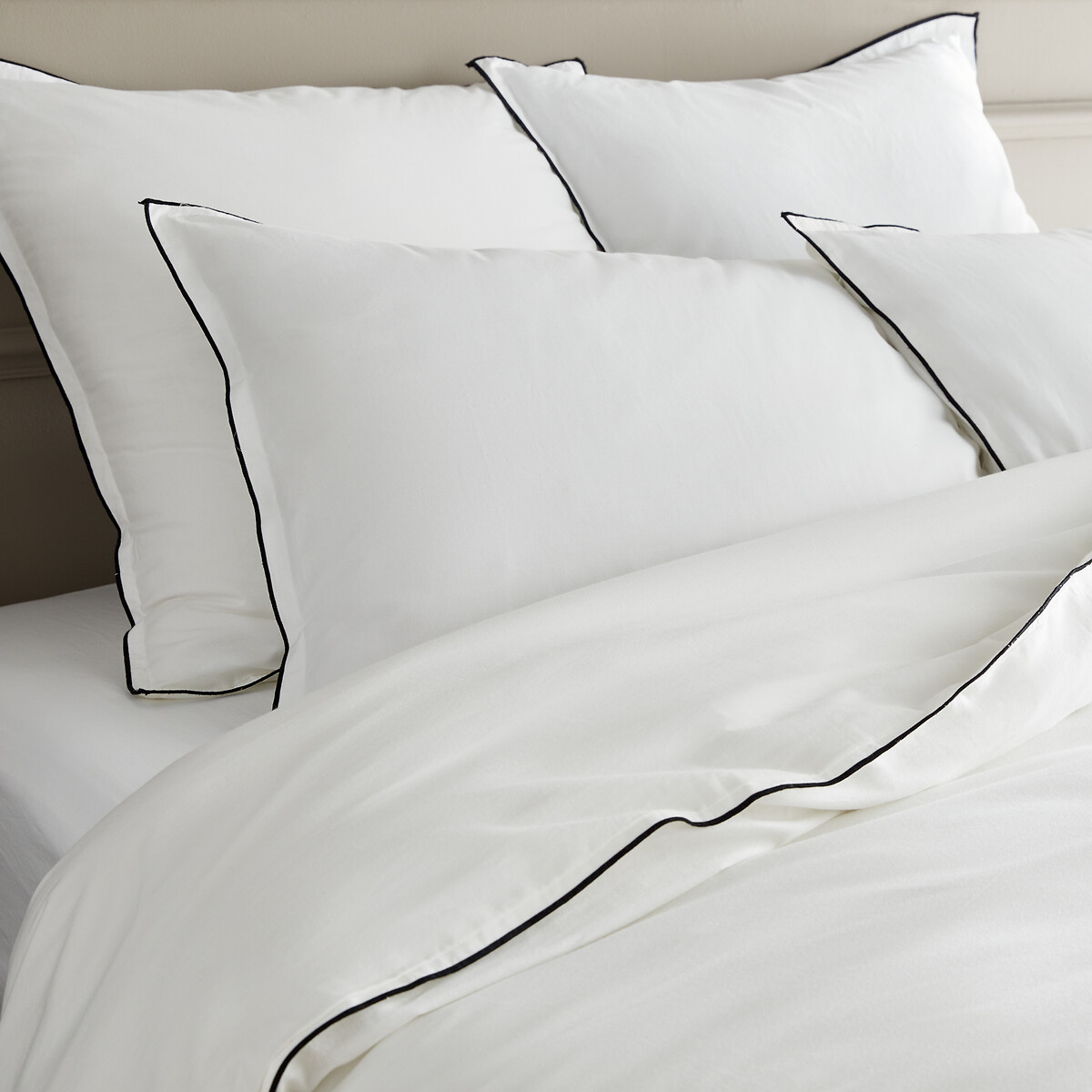 Housse de couette en voile de coton lavé, Gypse blanc optique, AM.PM