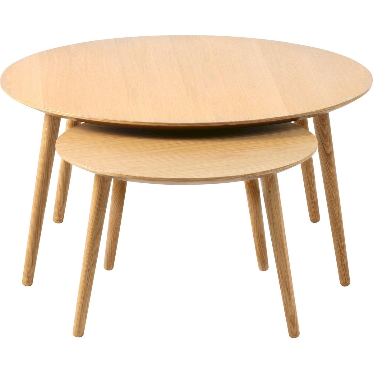 Set de tables basses gigognes rondes bois bois clair et noir, RECOLLECTION