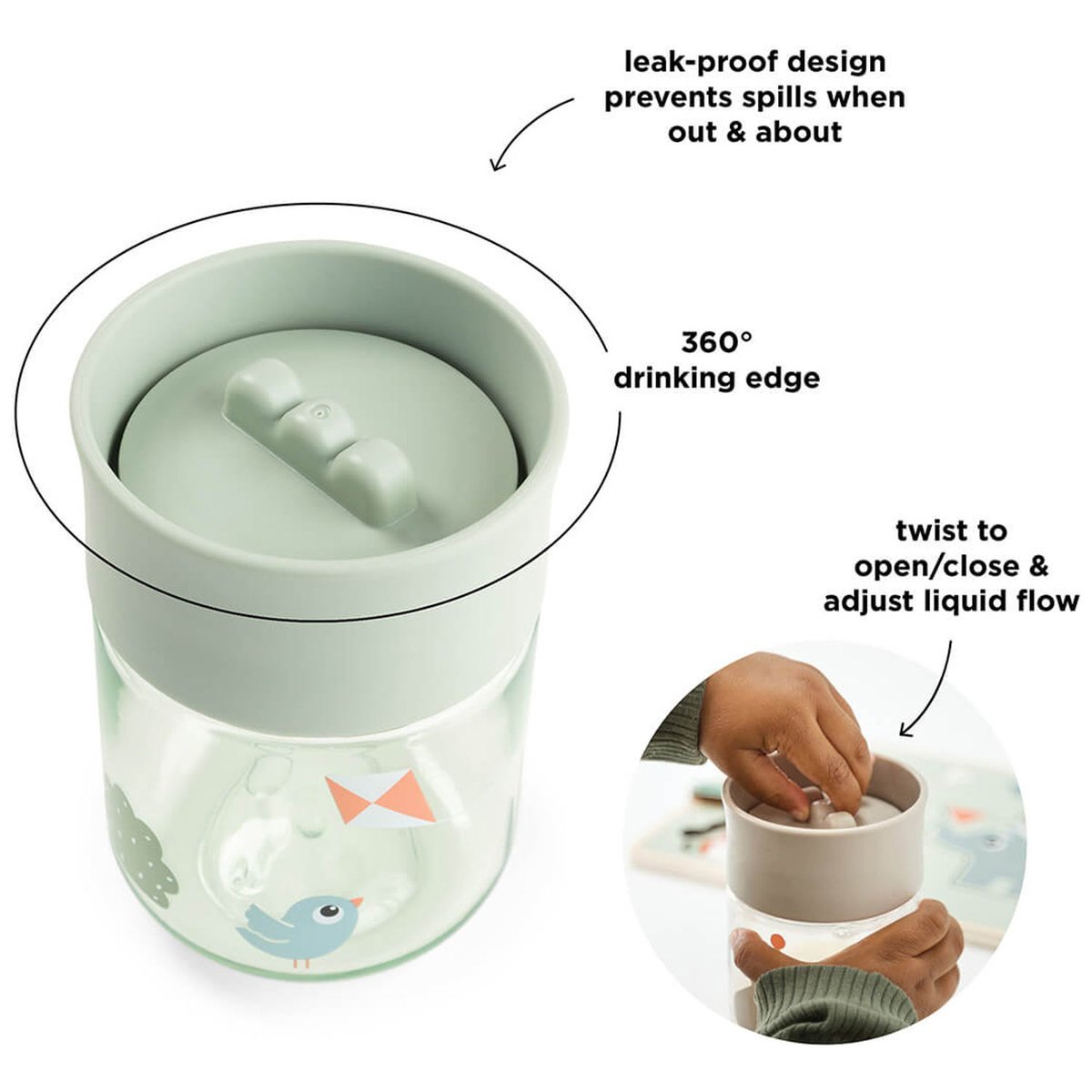 Tasse d'apprentissage 360° vert, DONE BY DEER