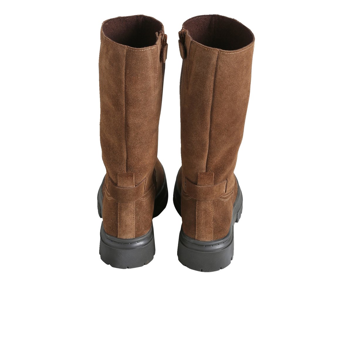 Boots en cuir zippées marron, VERTBAUDET