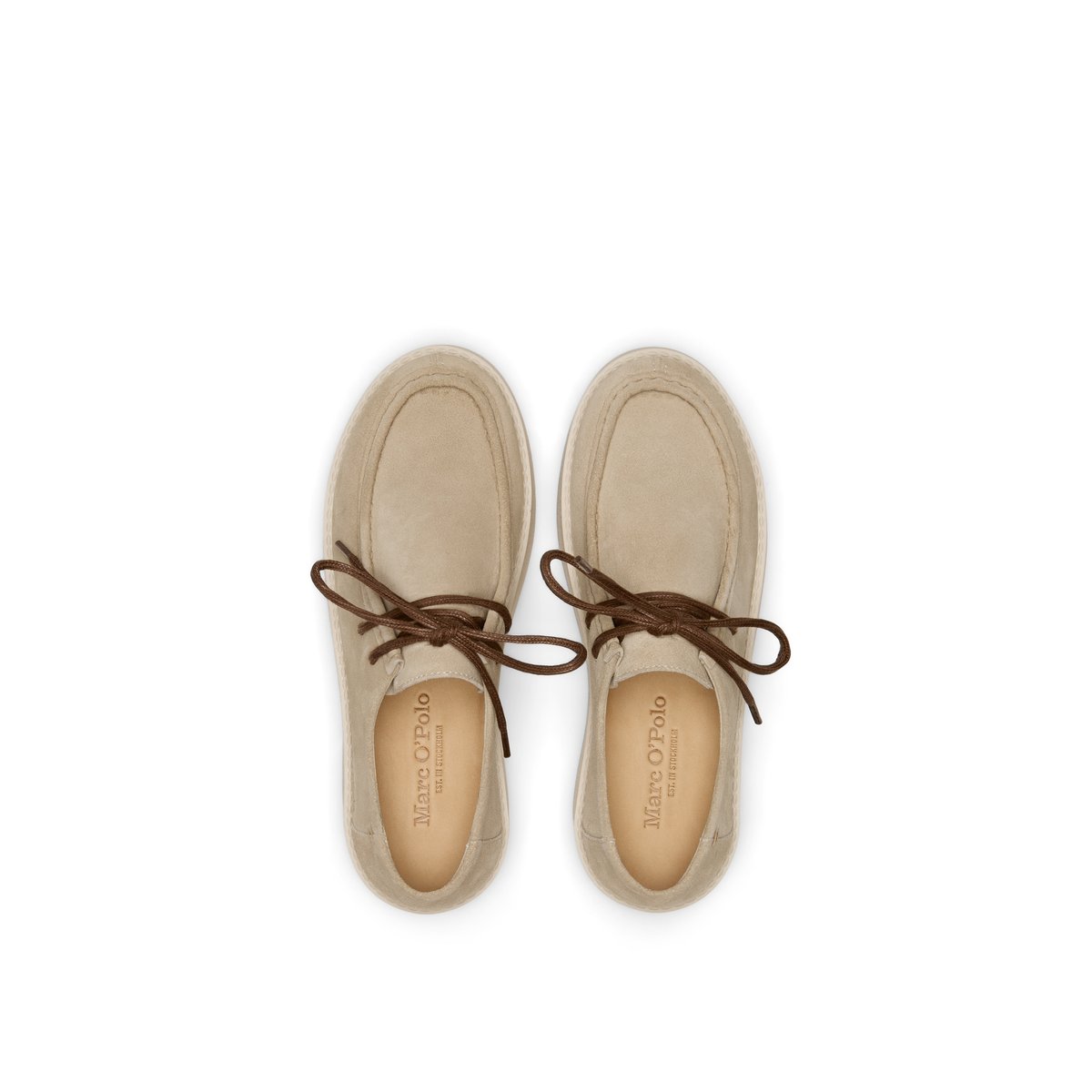 Lacets modèle Pia en cuir velours doux beige, MARC O'POLO