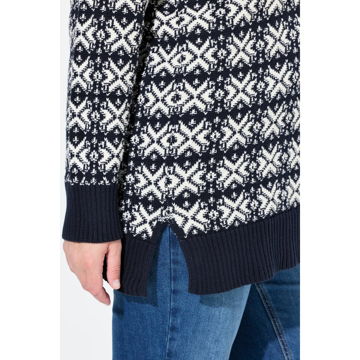 Pull en coton bio à manches longues bleu marine, ULLA POPKEN
