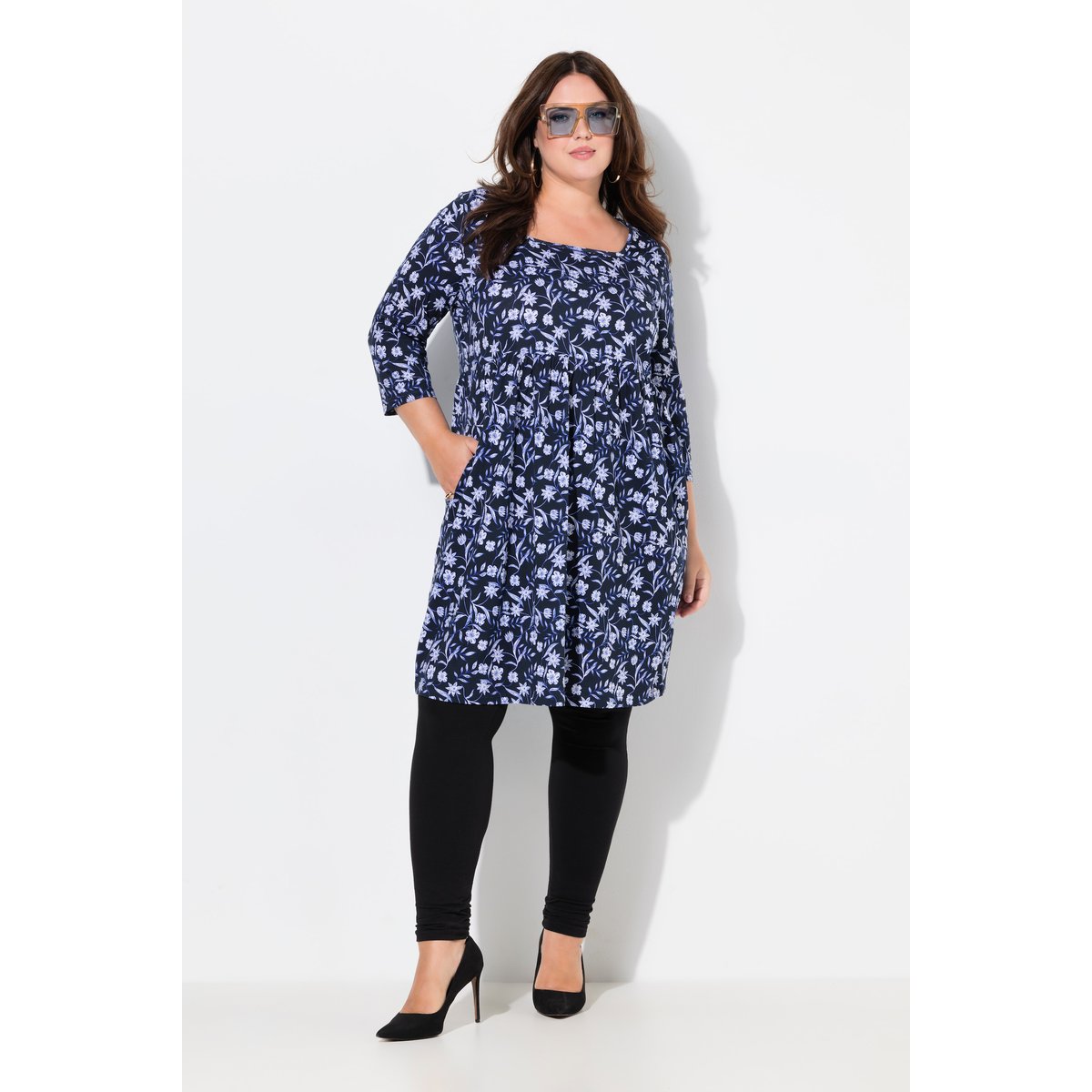 T-shirt long motif cachemire marine, ULLA POPKEN