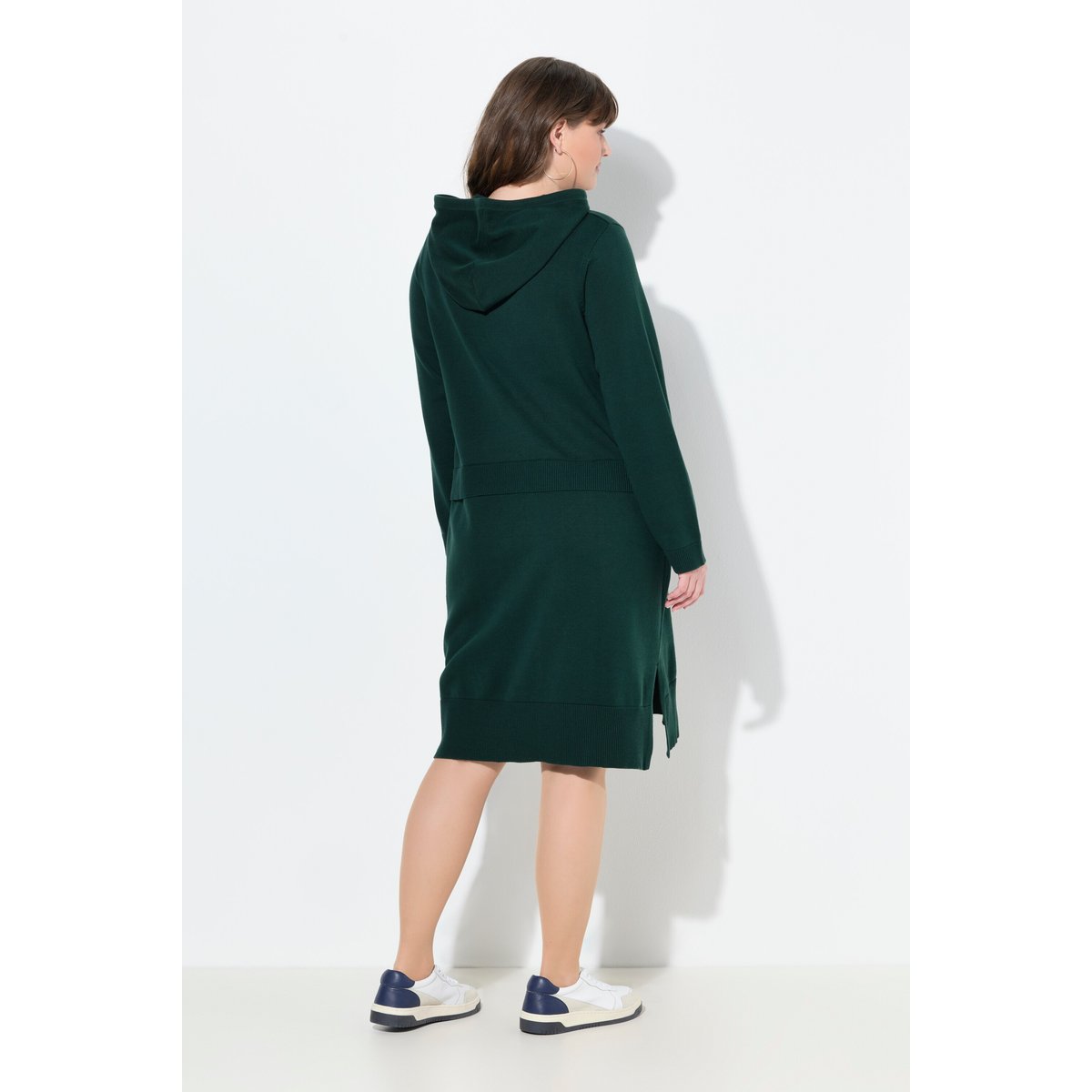 Robe maille, capuche, coton bio vert émeraude, ULLA POPKEN