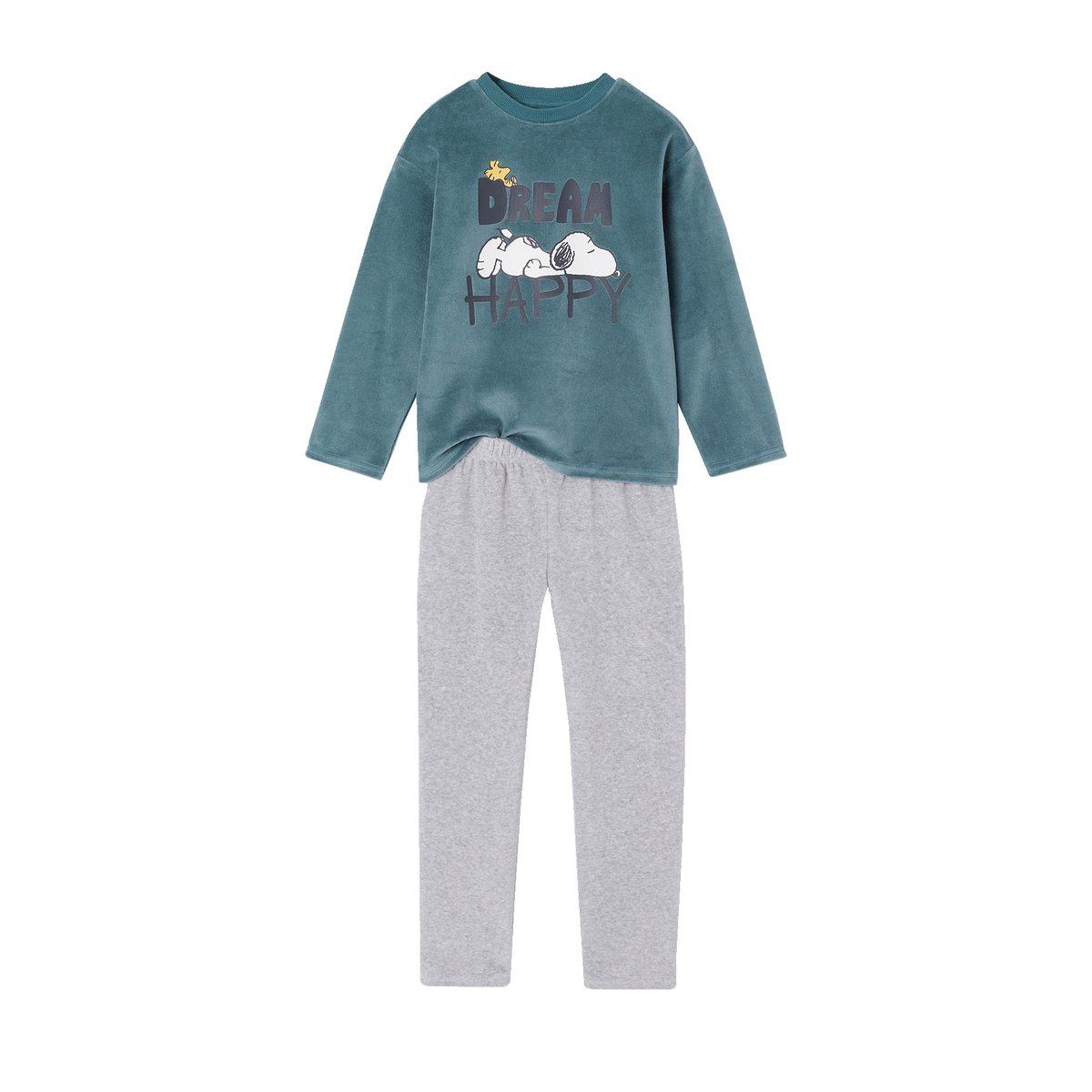 Pyjama en velours Snoopy vert d'eau, VERTBAUDET