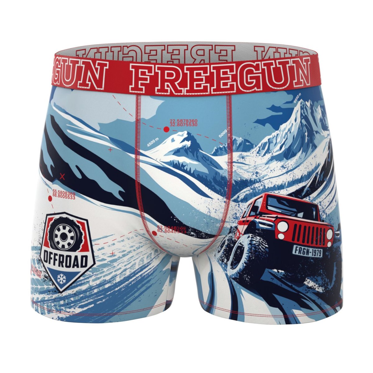 Lot De 5 Boxers Microfibre orange/bleu/beige/kaki/blanc/rouge, FREEGUN
