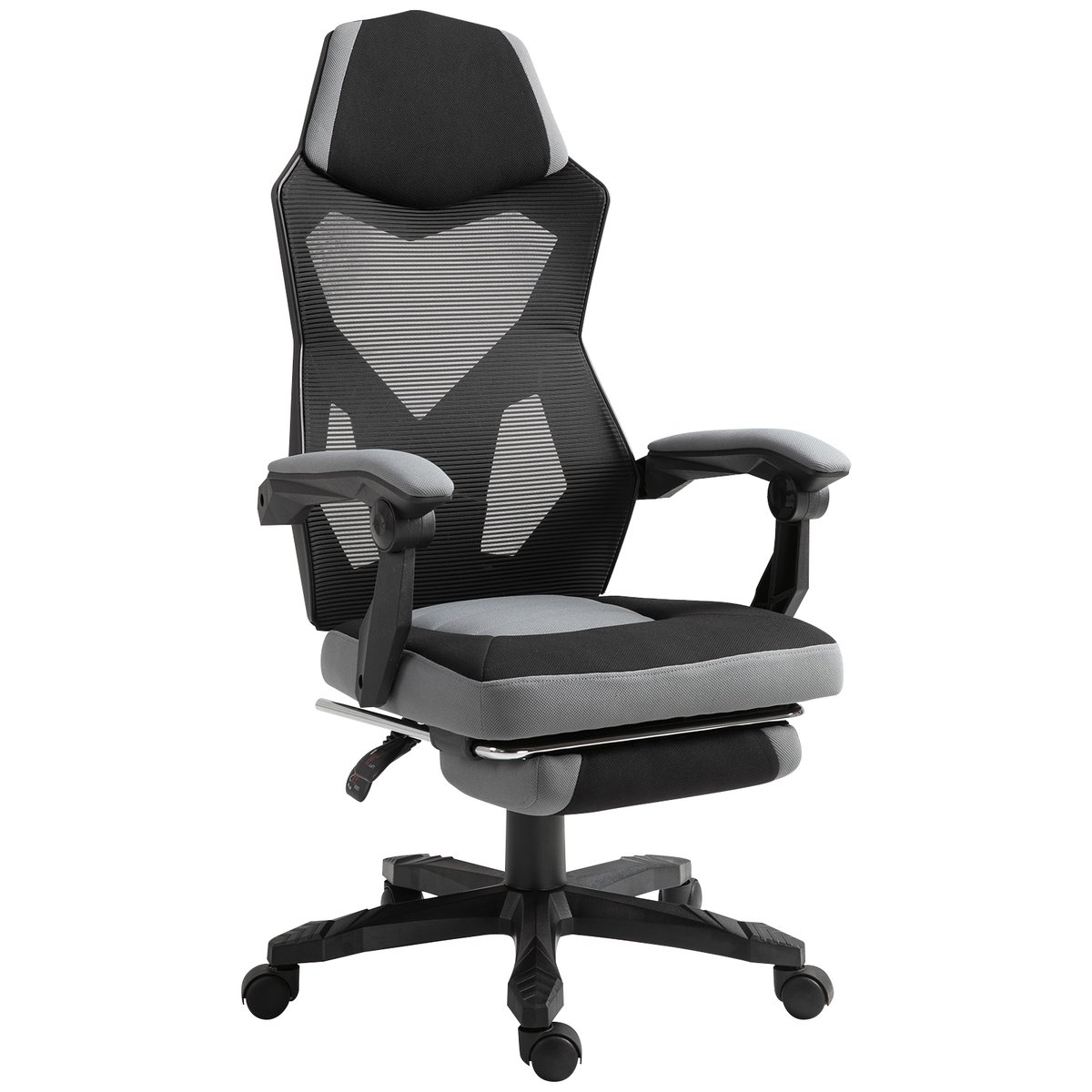 Chaise de bureau Tissus Gris gris et noir, HOMCOM