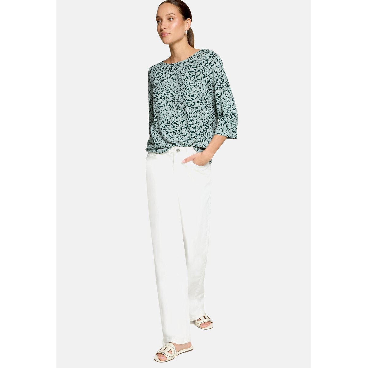 T-shirt façon blouse à imprimé dark green/blue, ZERO