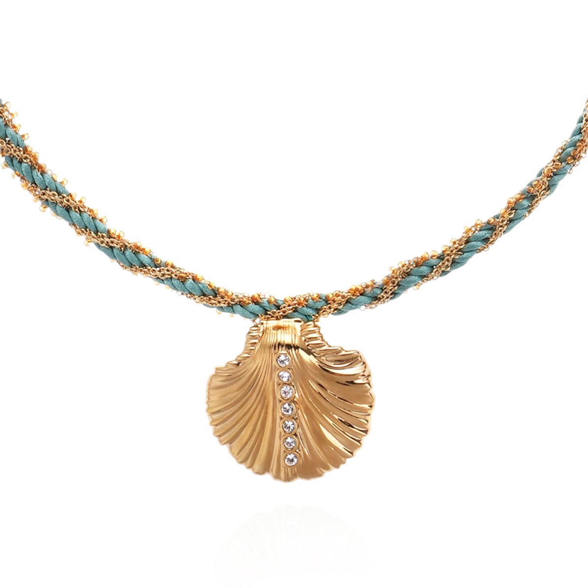 Collier de perles et chaîne avec pendentif coquillage RESSAC jade, HIPANEMA