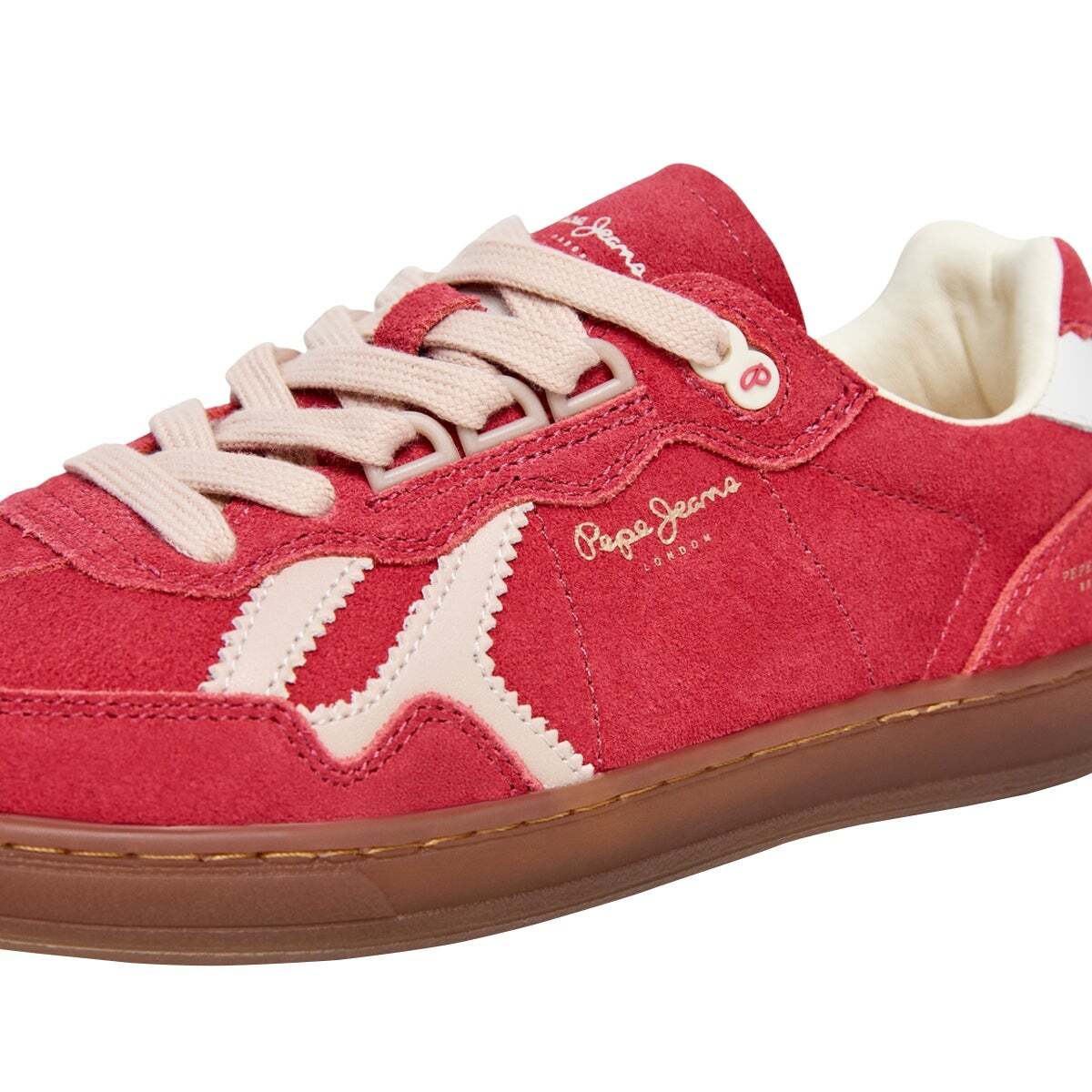 Ball - Baskets Rétro En Daim rouge clair, PEPE JEANS