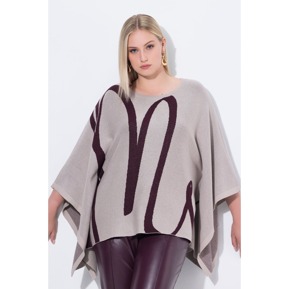 Poncho en maille oversize gris beige, ULLA POPKEN