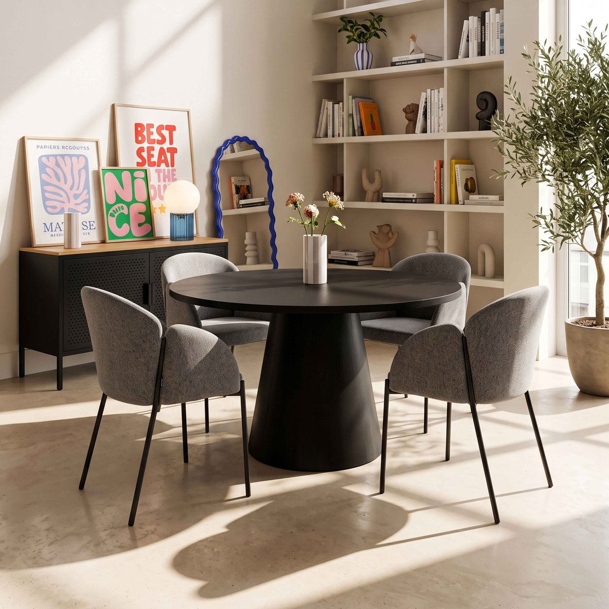 Lot de 2 chaises en tissu, AVA gris anthracite, OVIALA