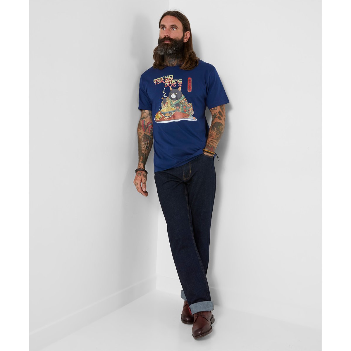 T-Shirt Chat Grincheux bleu, JOE BROWNS