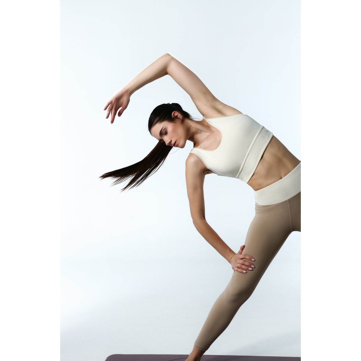 Legging de sport femme Sutra Taille haute séchage rapide beige crème, BORN