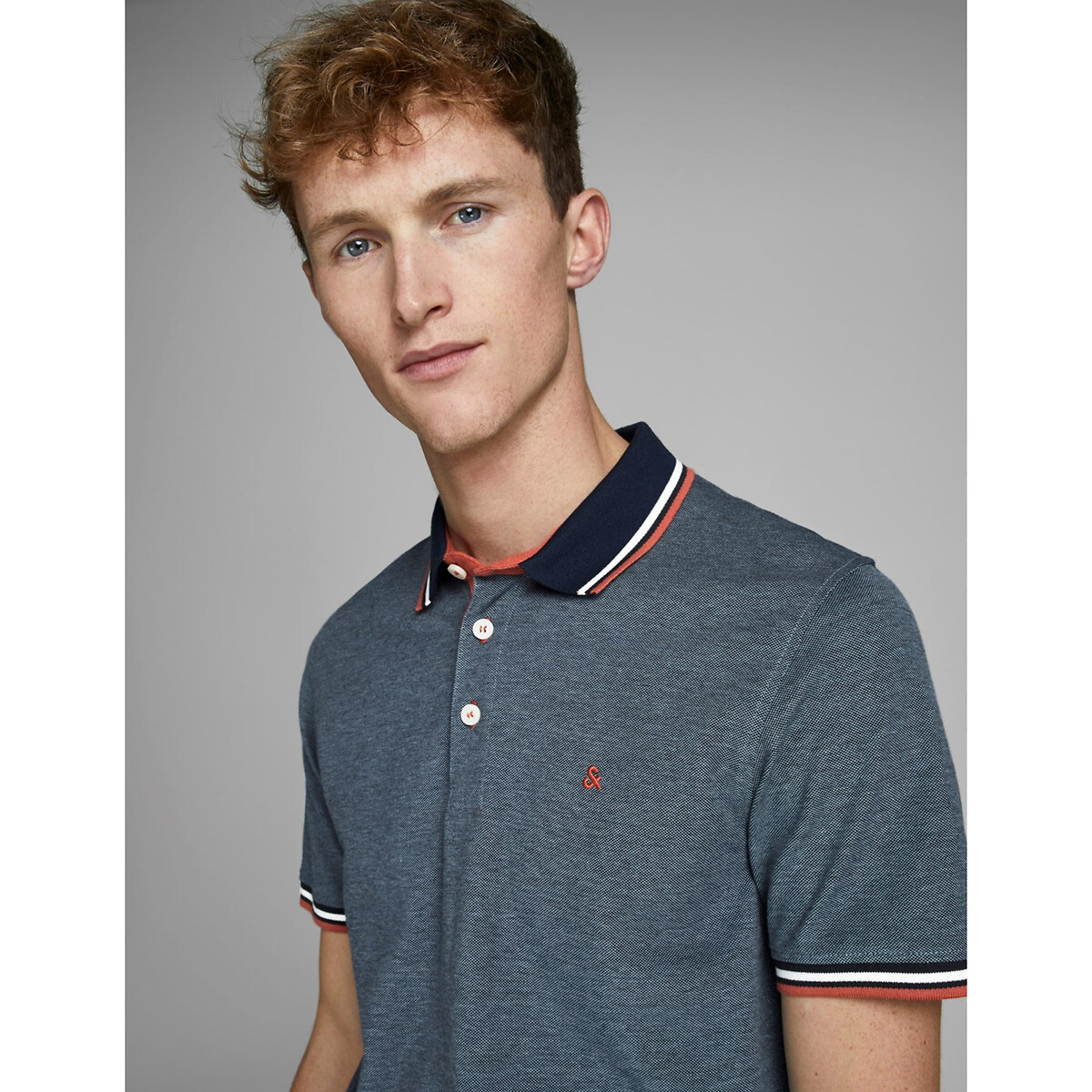 Polo met korte mouwen in piquétricot donkerblauw, JACK & JONES