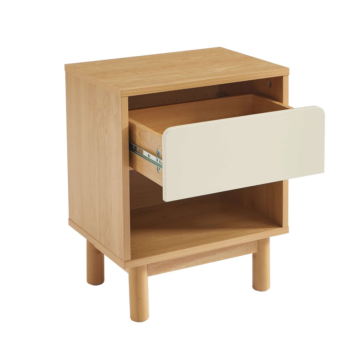 Table de chevet à tiroir THALIA beige et chêne, BAÏTA