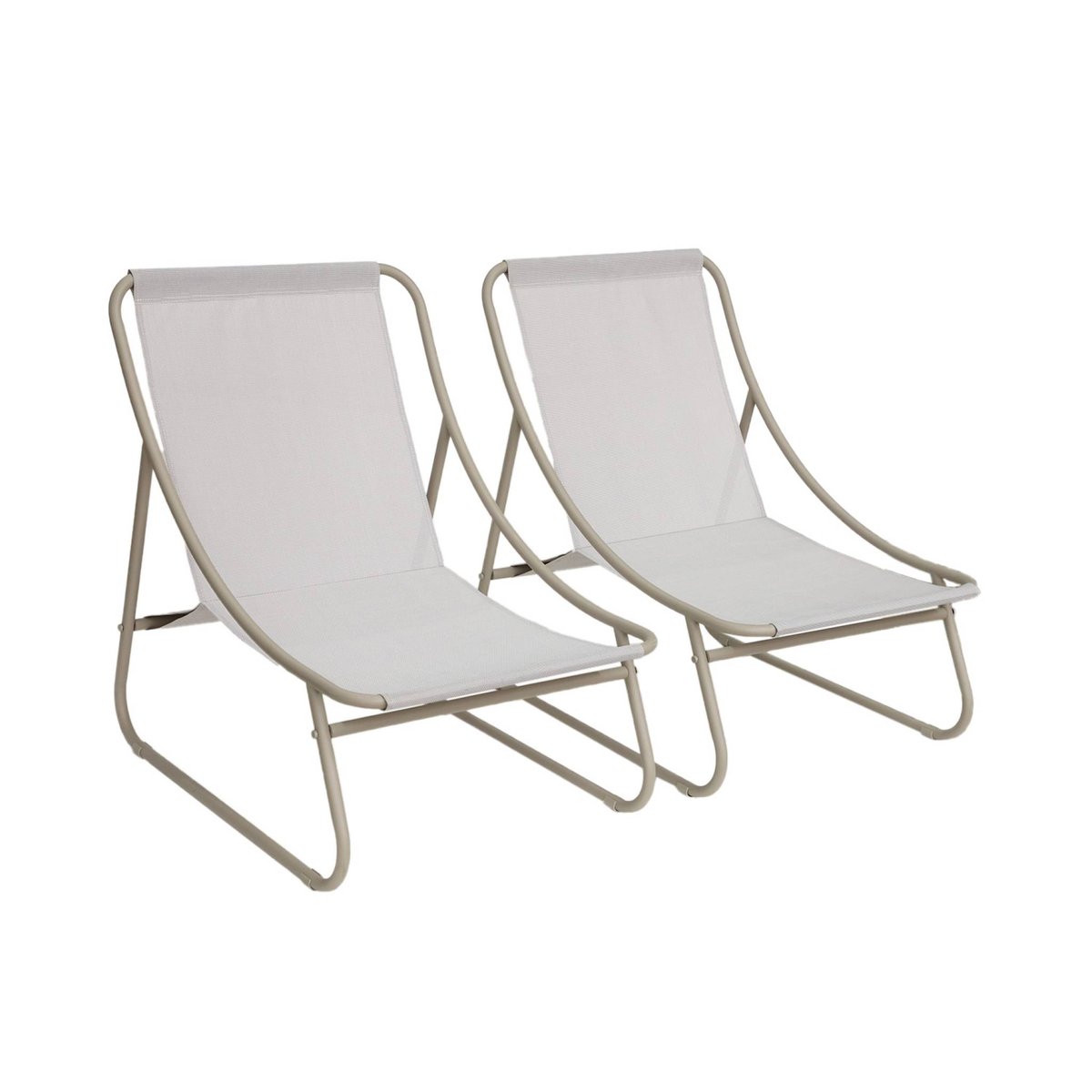 Fauteuil relax acier (lot de 2) EDENA beige, SWEEEK