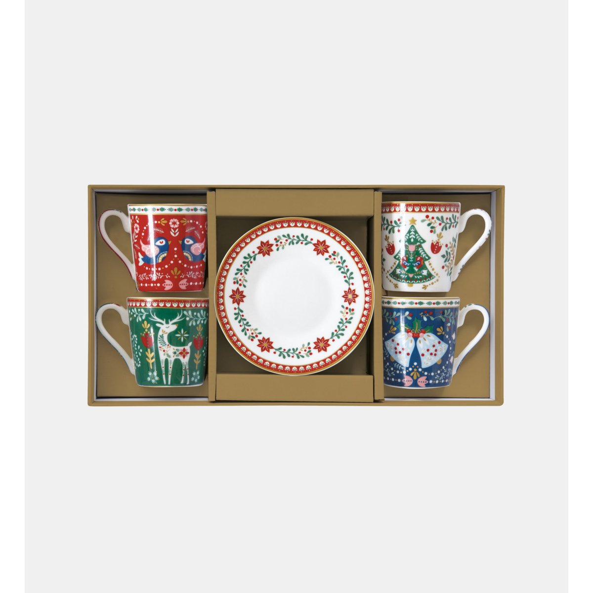 Coffret de 4 tasses et soucoupes multicolore, EASY LIFE