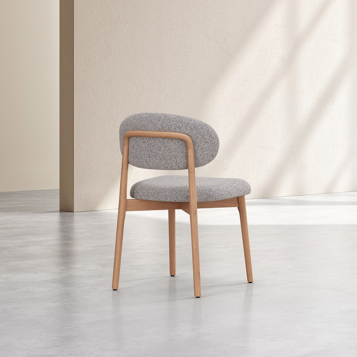 Lot de 2 chaises en tissu texturé et chêne massif SEDINO gris, HABITAT