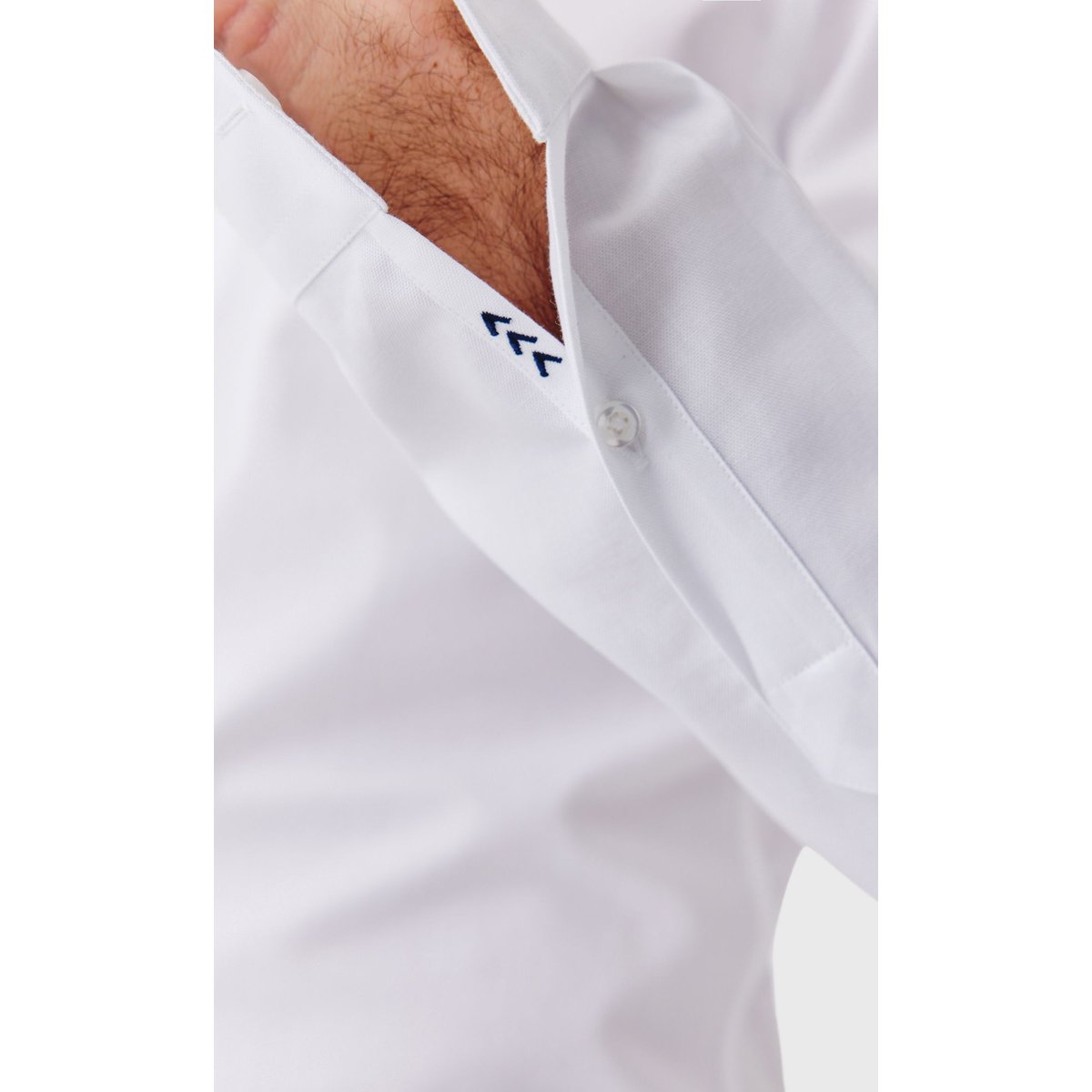 Chemise Slim fit easy care en oxford de coton blanc, ACROSS