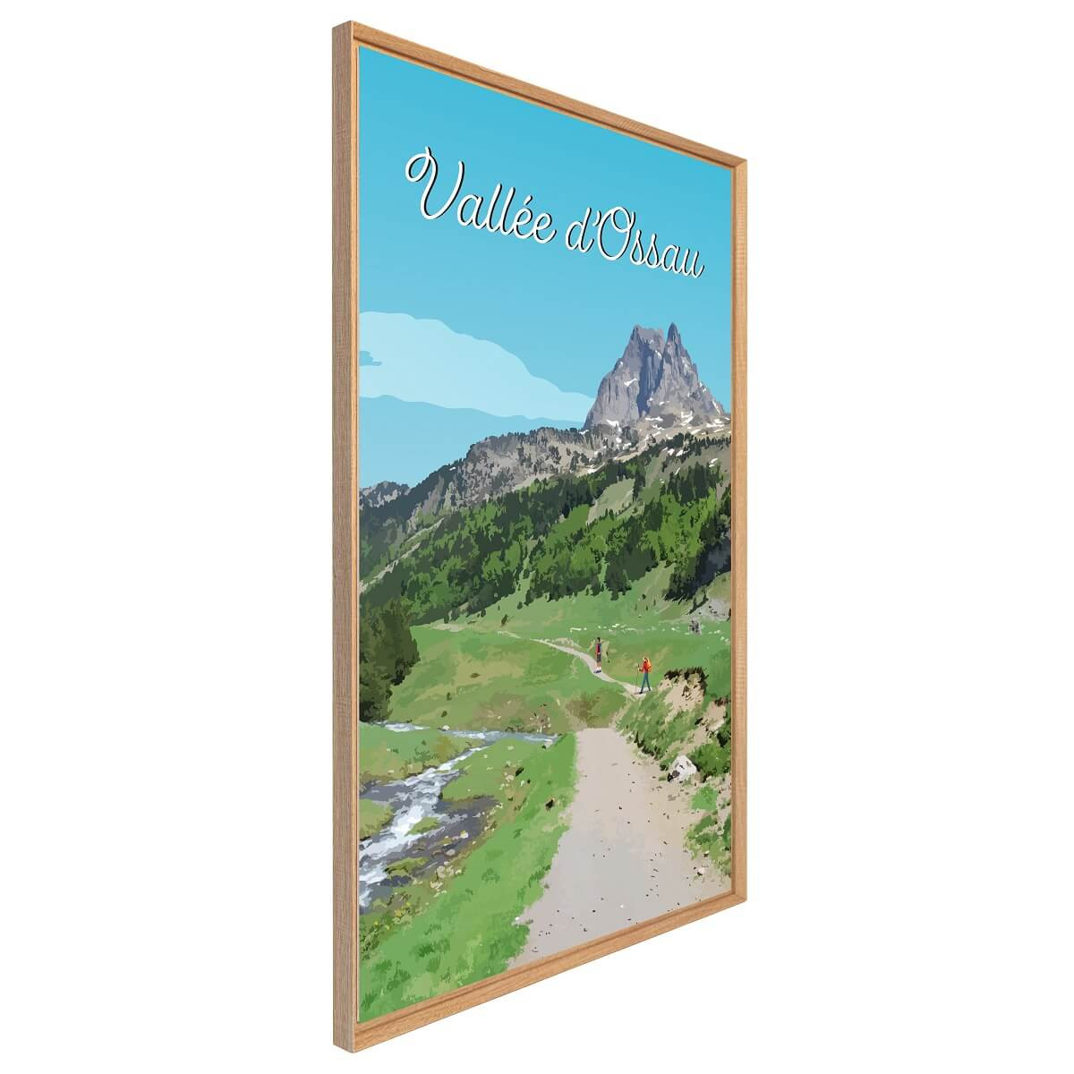 Tableau Mural Illustration Vallée D'ossau GRANDS ESPACES vert-fibres de bois, CEANOTHE