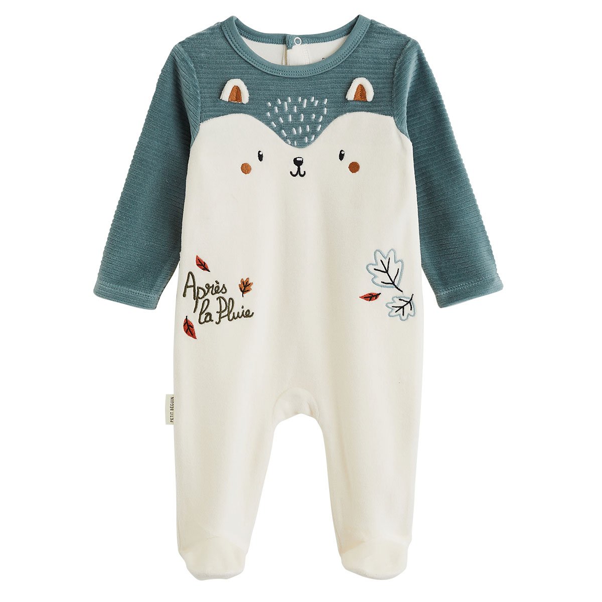 Lot de 2 pyjamas bébé en velours Ginkgo vert, PETIT BEGUIN