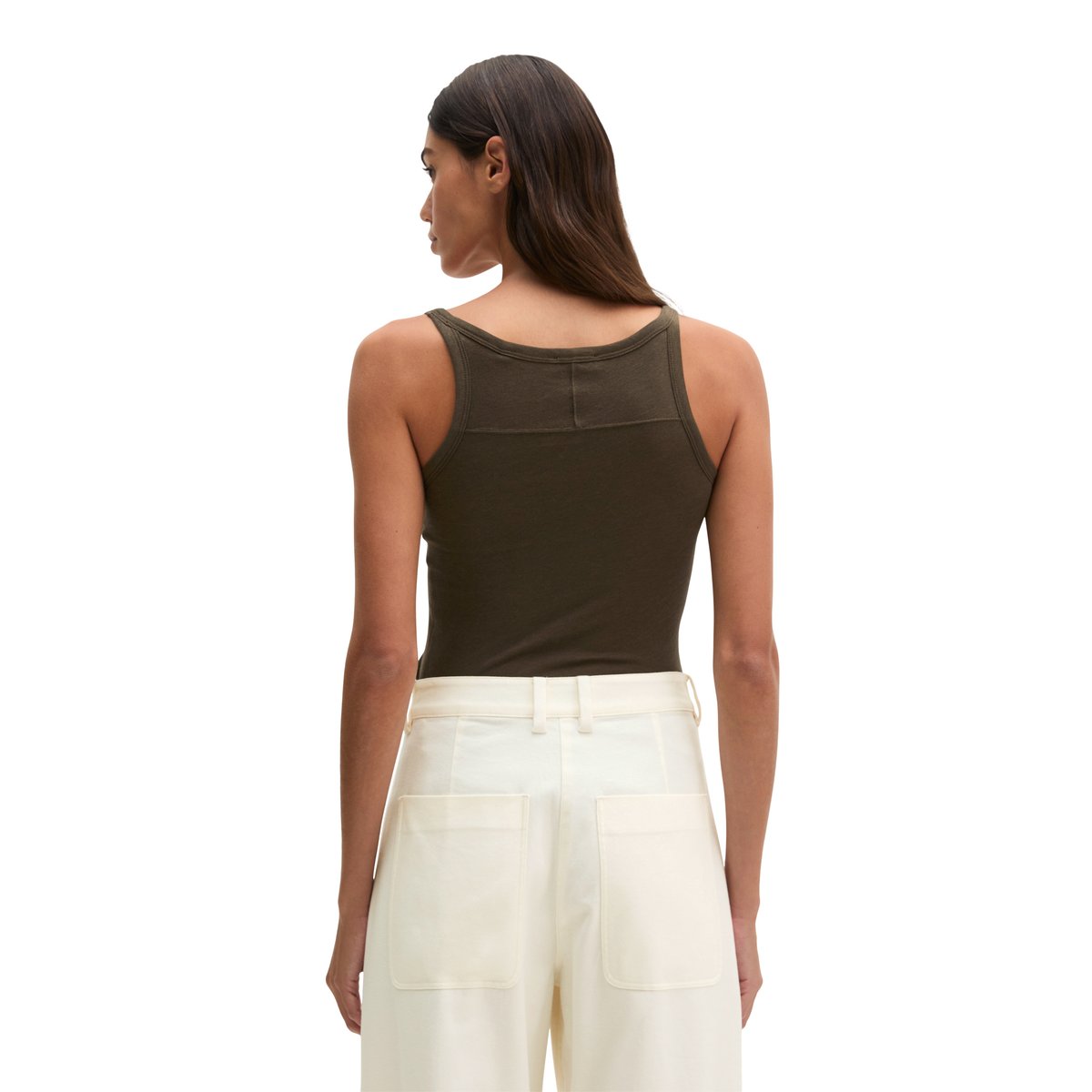 Débardeur slim en single jersey doux marron foncé, MARC O'POLO