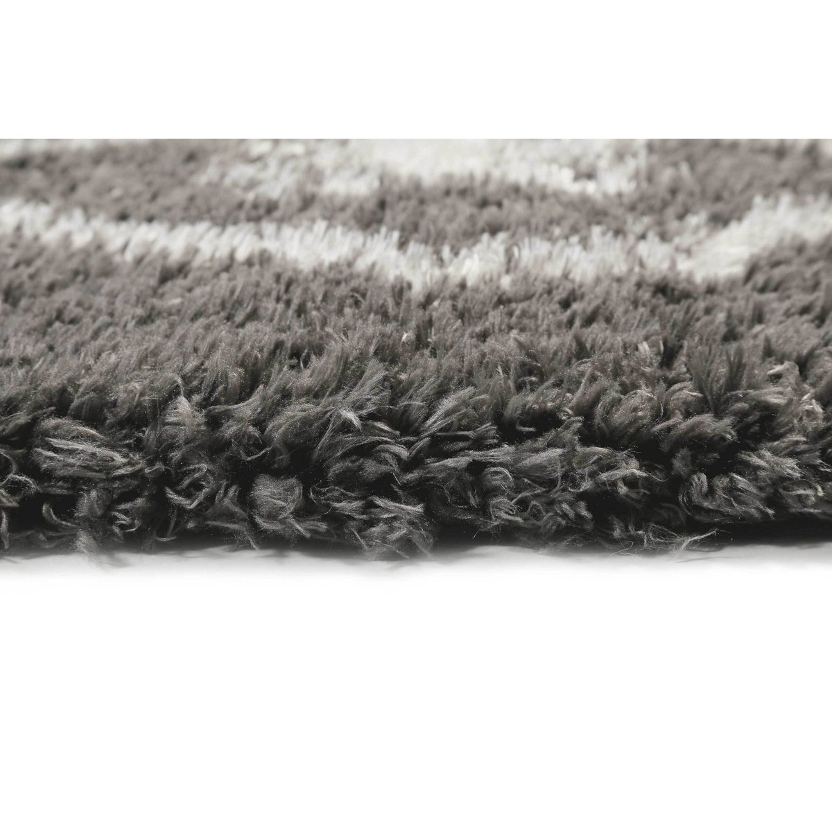 Tapis à poils longs motif ethnique , AYACHI anthracite/blanc, WECON HOME