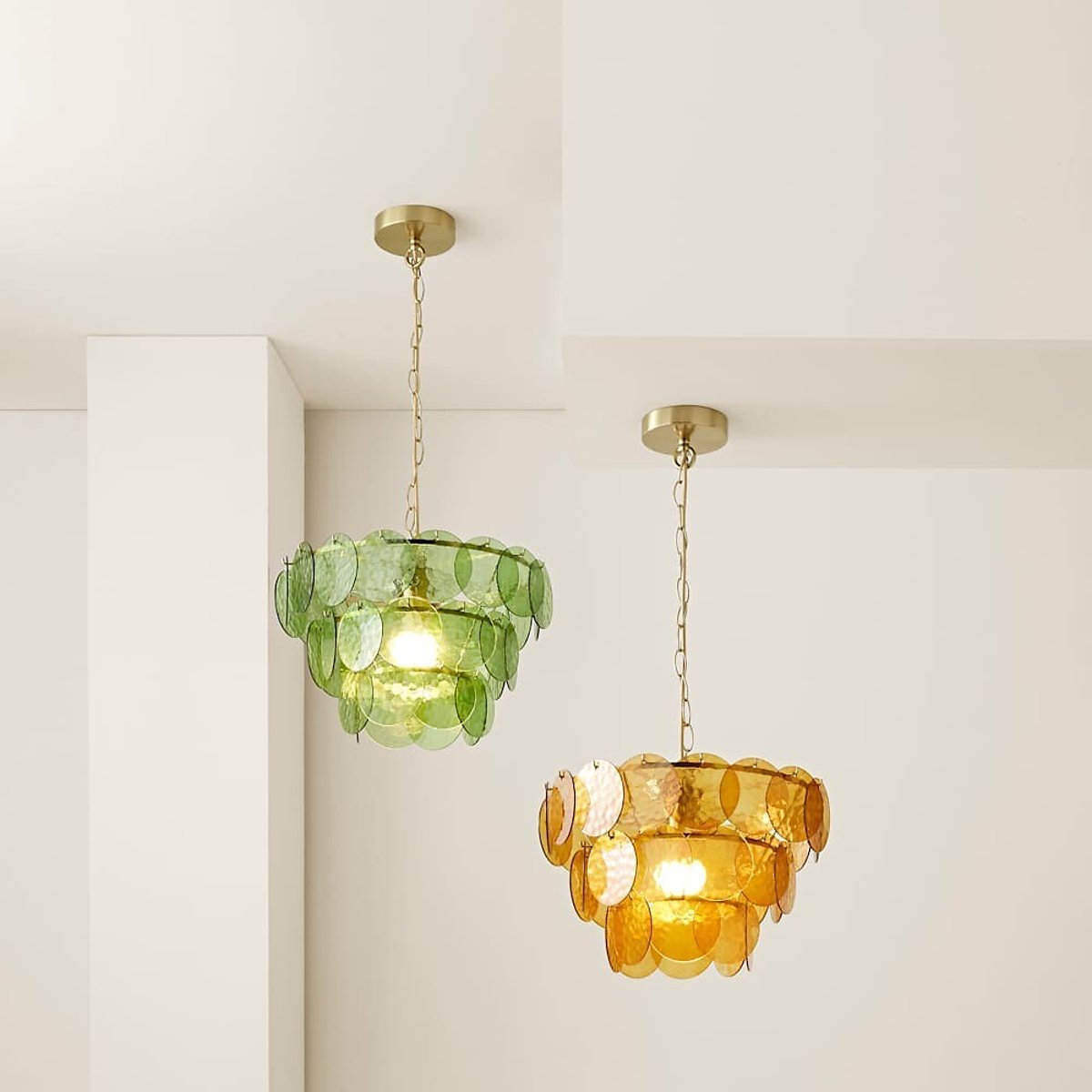 Jemima 3-Tier Disc Chandelier with Bulb green, ÉDITÉ