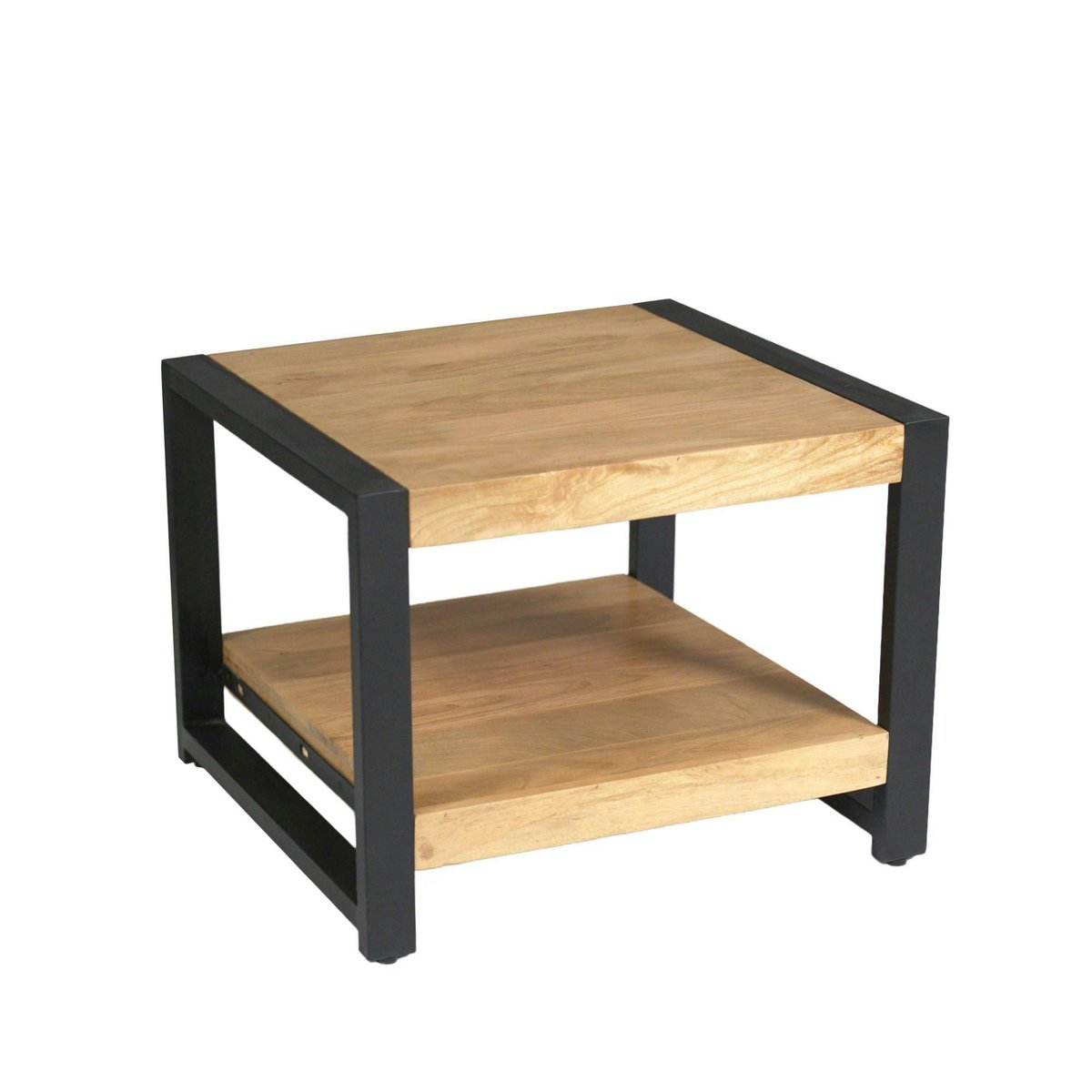 Bout de canapé bois et métal double plateau MILORA bois clair, PIER IMPORT