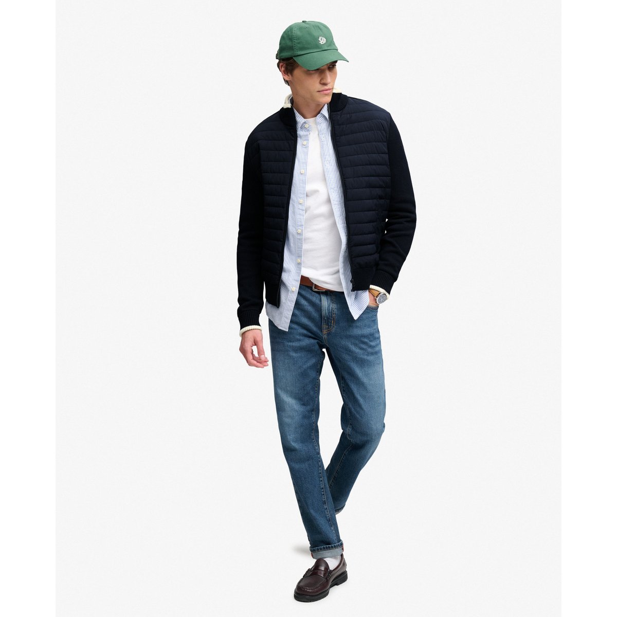 Veste Hybride Matelassée Droite bleu marine éclipse, SUPERDRY