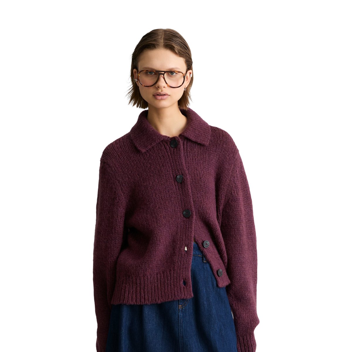 Cardigan épais, coupe classique en mélange de laine vierge douce rouge, MARC O’POLO DENIM